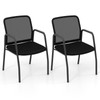 Giantex Office Guest Chair Set of 2, Waiting Room Chairs with Mesh Back, Padded Seat, Armrests, Metal Frame, 330 Lbs Capacity, Conference Chairs No Wheels for Reception Room, Meeting Room, Lobby (1)