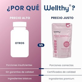 Wellthy 100 Myo Inositol Polvo 250g Solo Ingrediente Azúcar Sodio Natural 250 Servicios Por Envase Incluye Scoop Bottle Free