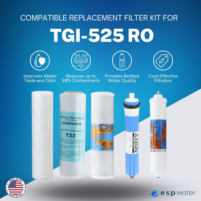 TGI-525 Filter Replacement Kit Compatible with Topway Global (TGI) RO