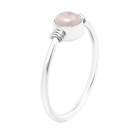 Koral Jewelry Round Rose Quartz Delicate Ring 925 Sterling Silver Ethnic Vintage Tribal Gipsy Boho Look (7)