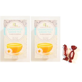 2 Pack GT Chamomile Green Tea 1.1 Oz Each And 2 Garden Coconut Candies洋金菊绿茶