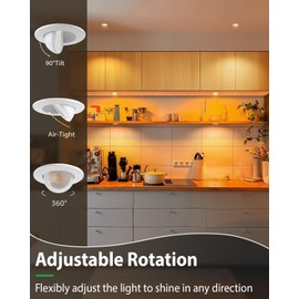 zouzai 5CCT LED Gimbal Led Recessed Light with Junction Box, 360°+90° Adjustable Directional Eyeball Lighting, Dimmable, 2700K/3000K/3500K/4000K/5000K,ETL&Energy Star (White 1 Pack, 2 inch)