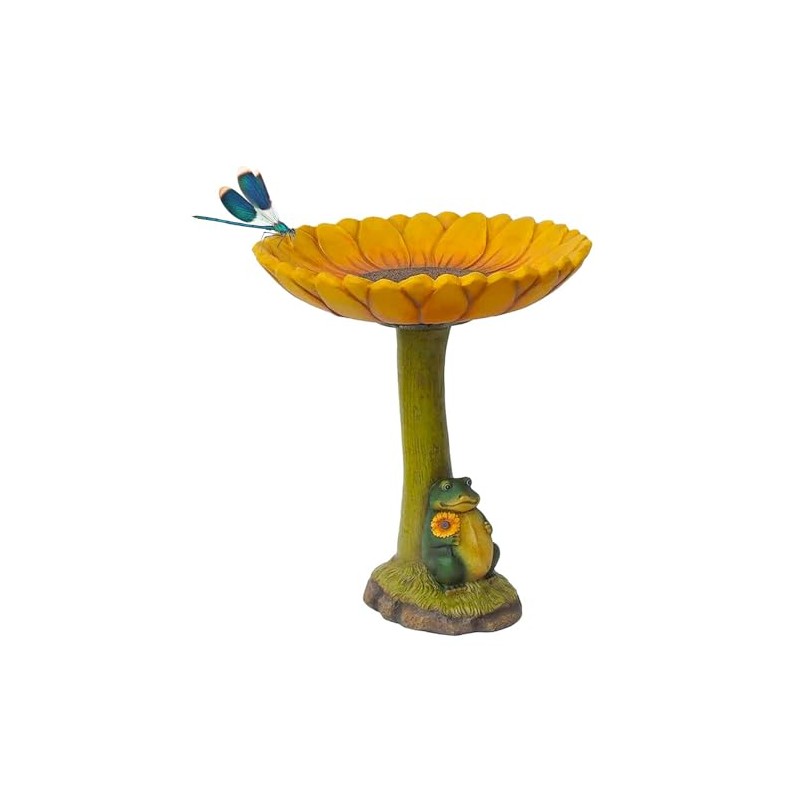 7.87" Outdoor Resin Bird Bath with Sunflower Base,Bird Feeder for