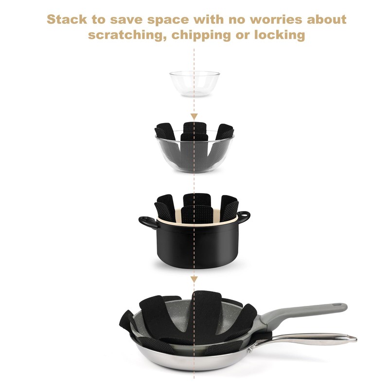 Aoluguya 12 Pack Anti-Slip Pan and Pot Protectors Separators for