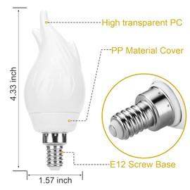 OHLGT Upgrade E12 Flame Bulbs 8 Packs, LED Candelabra Flame Light Bulb 2.0 Watt Chandelier Flame Bulbs,1800k Candle Light Bulbs
