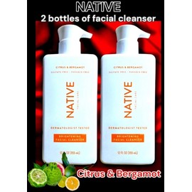 NATIVE 2pk NATIVE Citrus & Bergamot Facial Care Brightening Facial Cleanser 335ml Each
