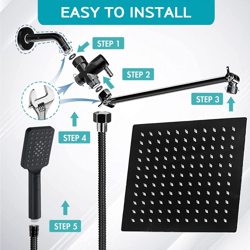 Shower Head, 10'' High Pressure Rainfall Shower Head / 3