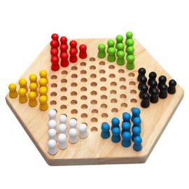 Cisixin Traditional Hexagon Chinese Checkers Desktop Games Correct Regulation Size Family/Travel Board Games,Star Shape,Wooden