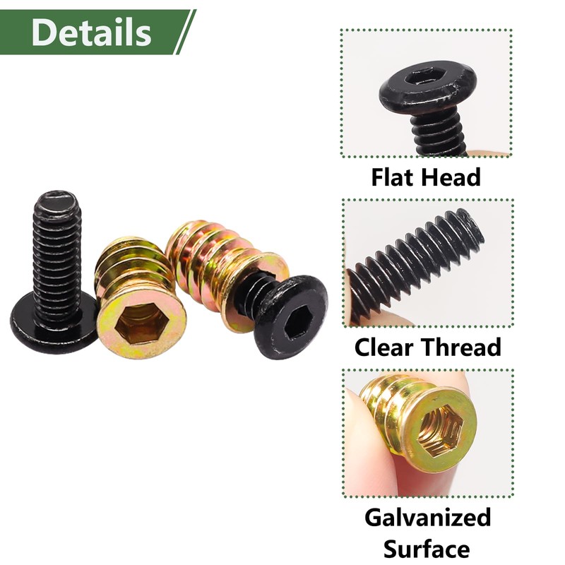 Bemaka 60PCS Threaded Inserts for Wood, 1/4-20 x 3/4" Furniture