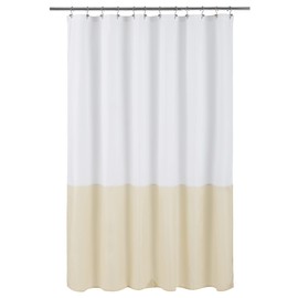 Alyvia Spring Waterproof Fabric Shower Curtain, Soft and Lightweight Fabric Shower Curtain, 3 Magnets Bottom, Hotel Quality and Machine Washable, Standard Size 183 x 183 cm, White and Cream