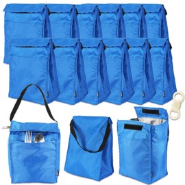 Platinum Series Bulk Lunch Bag Set - Bundle of 12 Insulated Reusable Cooler Bags, Bottle Opener for Travel, Work, School | Temperature Controlled Meal Holder Pack