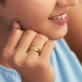 AmorArtSky Trust God Fidget Spinner Ring for Women & Men - Anxiety Relief 18K Gold Plated Stainless Steel, Hypoallergenic Fidget Gift for Her,Size 6/7/8/9/10 (Trust God Fidget Ring_Gold, size 8)