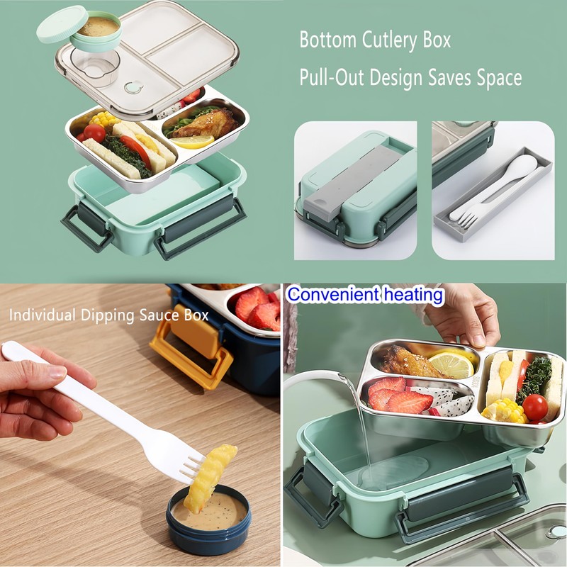 FeBohao Stainless Steel Lunch Box Compartment Bento Lunch Box 850ml