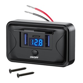 Linkstyle USB Car Charging Socket, Dual 18 W USB A & 36 W PD Type C Fast Charging Socket Panel with Voltmeter & Switch for Car Marine