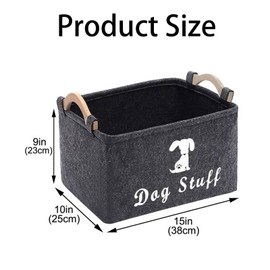 YSFVNP Dog Toy Basket, Dog Toy Storage, Dog Toy Box, 38 * 25 * 23 Cm Pet Toy Box with Durable Wooden Handle, Chic Rectangular Design, and Soft Felt Material for Organized Pet Play Spaces (Black