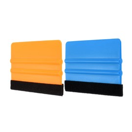 HARFINGTON 2pcs Vinyl Squeegee, Felt Edge Vinyl Wrap Decal Squeegee Tool, 4-Inch Car Vinyl Film Scraper Plastic Squeegee for Car Wrap, Sign Making, Window, Yellow+Blue, Rectangle