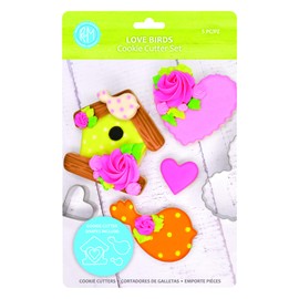 R&M International 5162 Love Birds Spring Heart, Birdhouse, and Bird Cookie Cutters 5-Piece Set