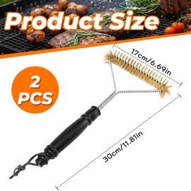 Alovez Pack of 2 Brass Grill Brush, 30.5 cm Grill Brush, Brass Grill Brush for Cast Iron Grate, Brush Oven Brush for Grill Grate, Gas Grill, Charcoal Grill, Cast Iron Grill