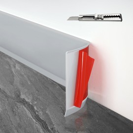 FCSOTSPS Baseboard Trim, 40 Feet x 4 Inch Peel and Stick Flexible Baseboard Molding Trim, Self Adhesive Vinyl Baseboard Cove Base, Base Boards for Walls with 1 PCS Utility Knife,Gray