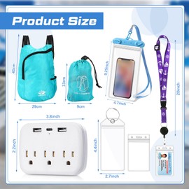 Tenceur 11 Pcs Cruise Accessories Kit 4 Carnival Cruise Luggage Tag 2 Lanyard 1 Power Strip 2 Phone Pouch 2 Folding Schoolbag(Simple)