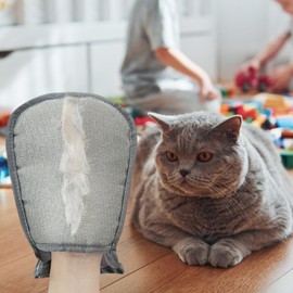Cat Grooming Gloves | Long Hair Matting Tool,Non-Slip Double Side Grooming Glove for Cats Dogs Bunnies Long-Haired Pets Shedding Bathing Salon