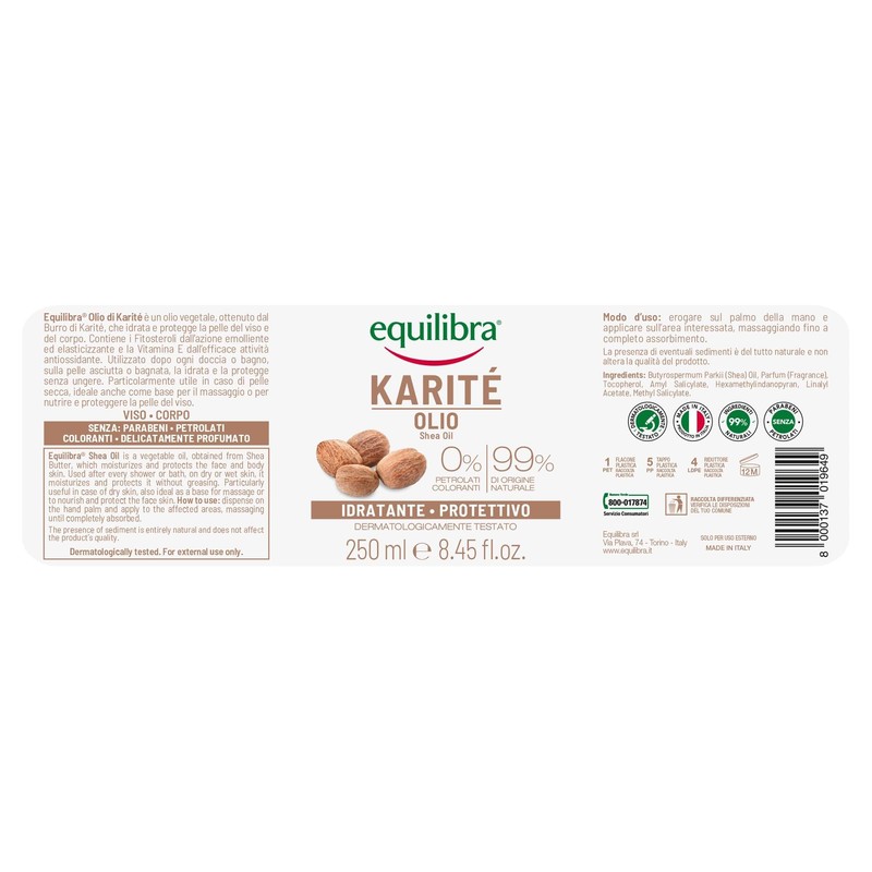 Equilibra, Olio di Karité, Olio Viso e Corpo Estratto da