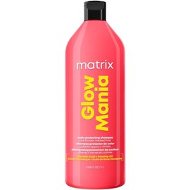 Matrix Colour Protecting Shampoo, For Dull & Colour-Treated Hair, Enhanced Glow, With Glycolic Acid, AHA and Rosehip Oil, Glow Mania, 1L