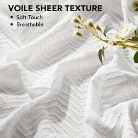 Deconovo Sheer Curtains, Short Curtains with Floral Pattern, Window Tiers Curtains for Bathroom Small Window, Geometric, W28 x L24