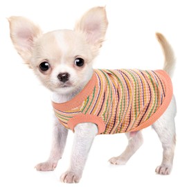 Elevate Your Pet's Comfort and Fashion: Premium 100% Cotton Rib Dog Shirt Vest for Small Breeds Like Chihuahuas, Yorkies, and Puppies .Year-Round Style with Tank-Style Puppy Attire Orange Medium