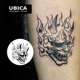 UBICA Tattoo,Semi-permanent Tattoos,2 Sheets Fake Tattoo,Realistic Tattoos Non-Reflective,Waterproof For 1-2 Weeks,The Ghost Mask 4.7x6.8in