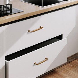 9BUILD 10 Pack Antique Brass Cabinet Pulls 5 Inch Handles - Vintage Drawer Pulls for Kitchen Cabinets - Retro Kitchen Handles