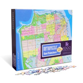 GeoToys Metropuzzle, San Francisco Jigsaw Puzzles 1000 Pieces - 27 x 19 Detailed Geography Puzzle, Challenging Adult Puzzle, Fun Puzzles for Adults with Vibrant Colors, Map Poster Included
