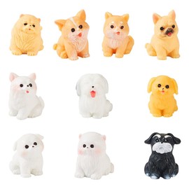 KISSITTY 10Pcs Dog Resin Miniature Figurines Resin Puppy Figures Cartoon Dog Resin Ornament for DIY Fairy Garden Micro Landscape Home Decoration