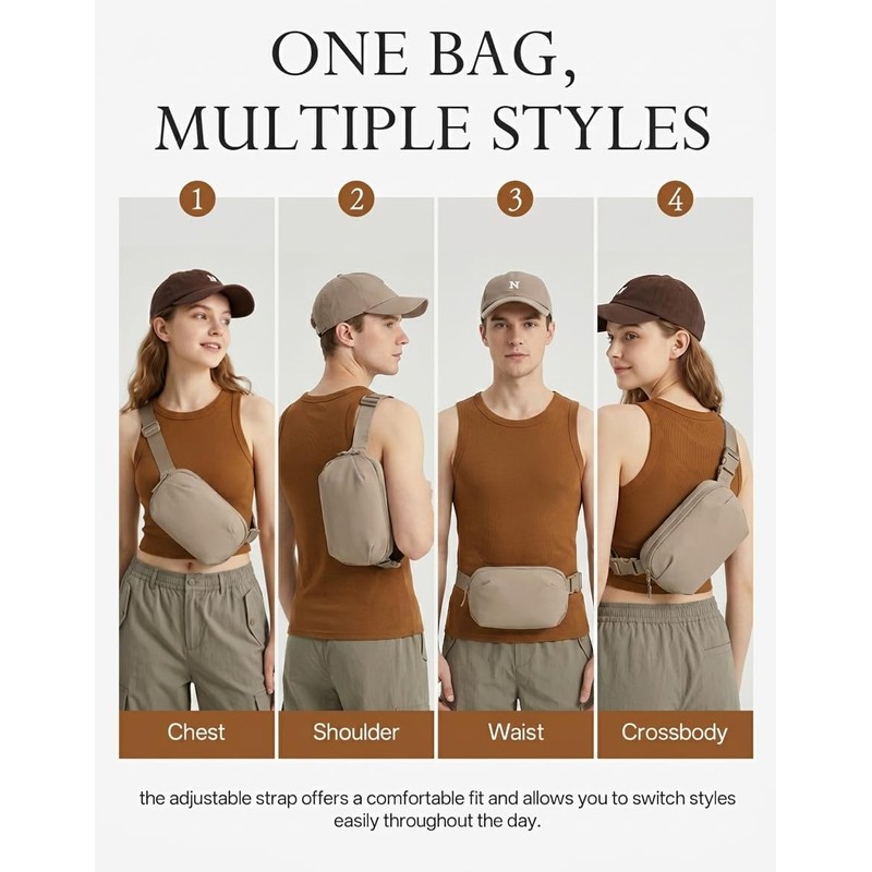 Small Crossbody Bag for Women Men, Fanny Pack Sling Bag