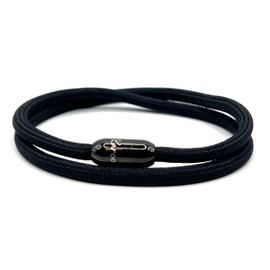 KAROO EARTH JEWELLERY Rope Bracelet | Unisex Braided Paracord Nautical Double Wrap Bracelet with strong Magnetic Clasp | Waterproof surfer bracelet (Large Wrist (20-22cm), Black with Black Clasp)