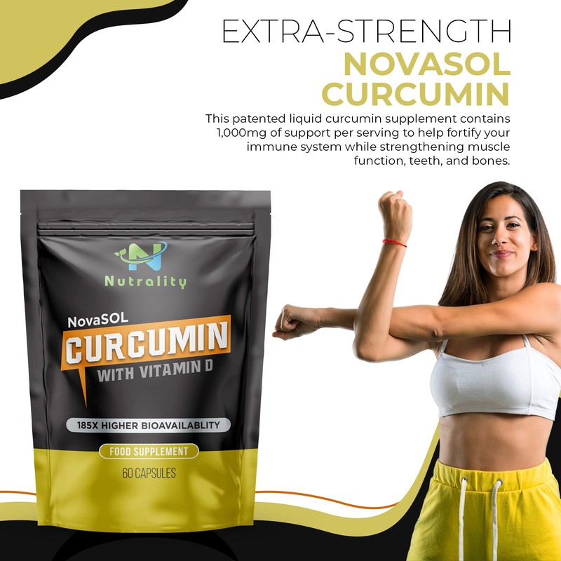 Nutrality Liquid Turmeric Curcumin Supplement, 1000mg per Serving, NovaSOL Extra