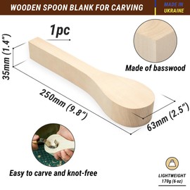 BeaverCraft Basswood Whittling Wood Carving Large Spoon Blank B1 25,4 x 5,1 x 3,6 cm Premium Wood Whittling Wood Carving for Beginners Kids Unfinished Wood