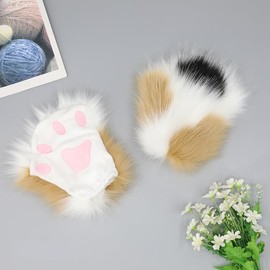 Cat Paw Gloves Therian Paws Therian Gear Furry Paws Cosplay Fluffy Mittens, White02