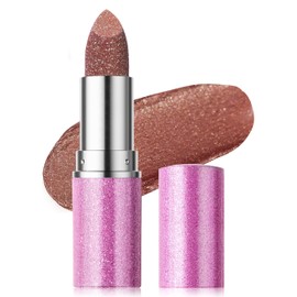 Erinde Metallic Glitter Lipstick for Women, Long Lasting Sparkle Brown Lipsticks, High Shine Diamond Creamy Lipstick Lipcolor Makeup, Hydrating Glimmer Finish, Sparkling Lip Gloss, 06 Gilded Bronze