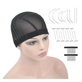 White Thread Wig Net Cap Mesh Wig Cap Braided Wig with for Women Men Making Wigs Beginners Weaving Hair Net (4x4 L)
