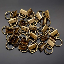 SPEEDWOX 25 Pcs Key Fob Hardware with Split Ring Webbing Antique Brass 0.8 Inch