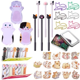 Outus Cat Office Supplies Cute Cat Sticky Notes Cat Paper Clips Cat Gel Ink Pens Cartoon Cat Stickers Cat Party Favor for Cat Lovers Stationery School Office Supplies Desk Accessories(Funny Style)