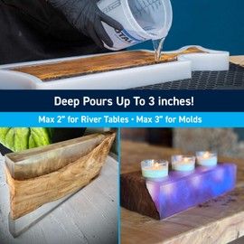 TotalBoat Fathom Deep Pour Epoxy Resin 1.5 Gallon Kit - 2-3" Depth Crystal-Clear Low Viscosity UV-Resistant Formula for Bubble-Free Casting, River Tables, Flower Preservation, DIY Crafts, and Wood