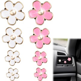8 Pcs Daisy Flower Air Vent Clip Cute Flower Air Conditioning Outlet Clip Car Air Fresheners for Women Air Freshener Outlet Clip Car Air Conditioning Clip Charm Decor Car Interior Decor Charm Pink Car
