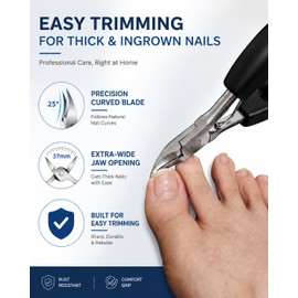 Ingrown Toenail Clippers for Thick Nails, 4-in-1 Professional Podiatrist Toe Nail Clippers Set for Seniors, Heavy Duty Nail Clippers with Ingrown Toenail Lifter & Nail File