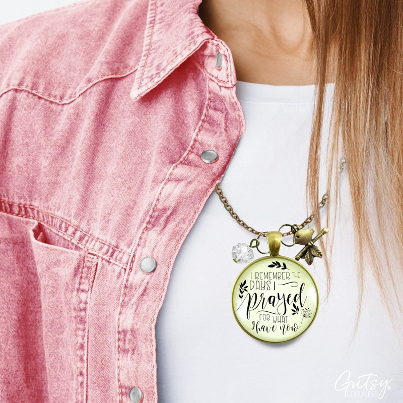 Grateful Necklace Remember Days I Prayed Blessed Bird Jewelry 36"