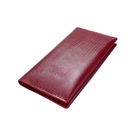Genuine leather banknote wallet Travel red Lizard (leather, durable stitching, folds in half, holds 4 cards, coin pocket, flat banknote compartment)