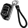 JOYEAR for Jeep Keychain with Key Fob Cover Compatible with 2018-2022Jeep Wrangler JL JLU Gladiator Flip 4-Buttons(Silver-Black)
