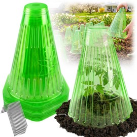 UCandy 30 Pack Garden Cloches for Plants with 60 Stakes, 9.05" L x 7.8" Reusable Plant Bell Cover, Protection from Freezing Weather, Birds, and Snails for Garden