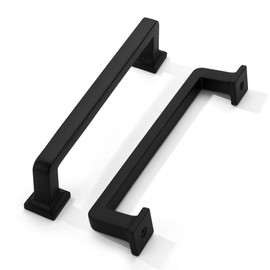 khtumeware 10 Pack Matte Black Cabinet Pulls, 5 Inch(128mm) Hole Centers Solid Cabinet Handles Kitchen Hardware Straight Bar for Cabinets and Drawer Pulls